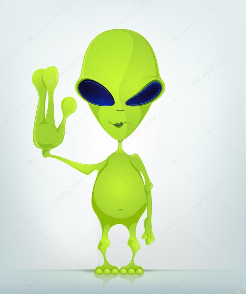 Funny Alien Cartoon Illustration