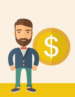 Dolar işareti olan iş adamı.