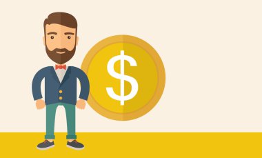 Dolar işareti olan iş adamı.