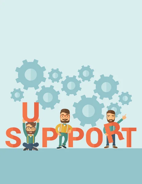 Men with support sign — Stock Photo, Image