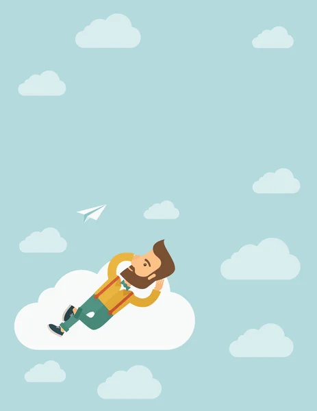Homme barbu couché sur un nuage — Photo