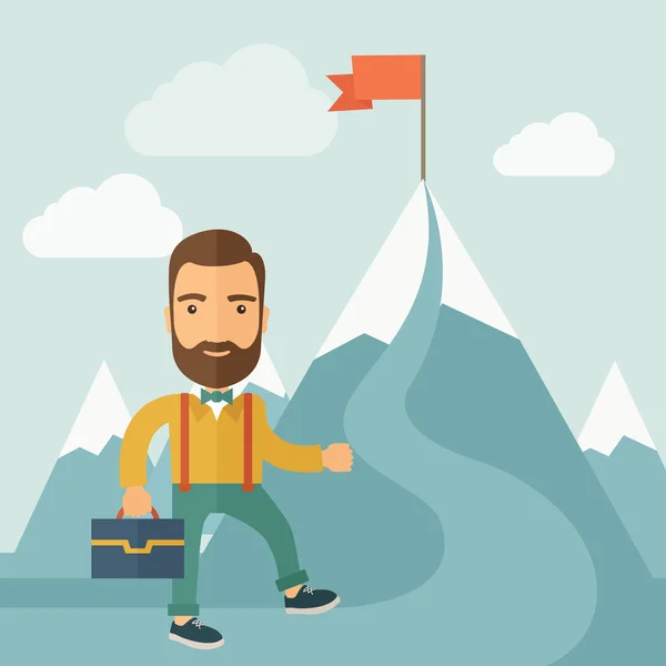 The Man Climbing the Mountain of Success — Stock Photo, Image