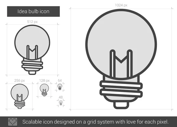 Idee lamp lijn pictogram. — Stockvector