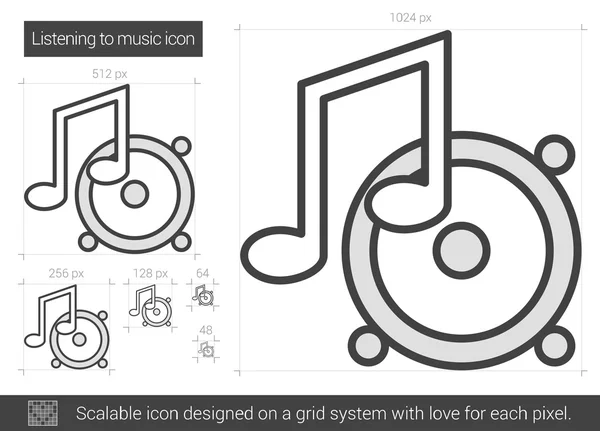 Luisteren naar muziek lijn icoon. — Stockvector