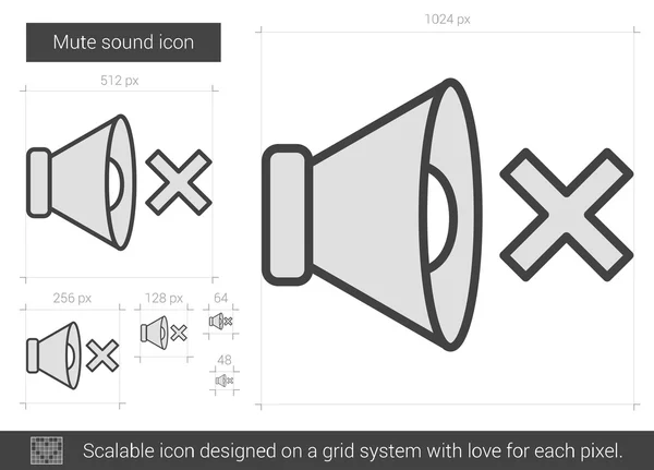 Mute geluid lijn pictogram. — Stockvector