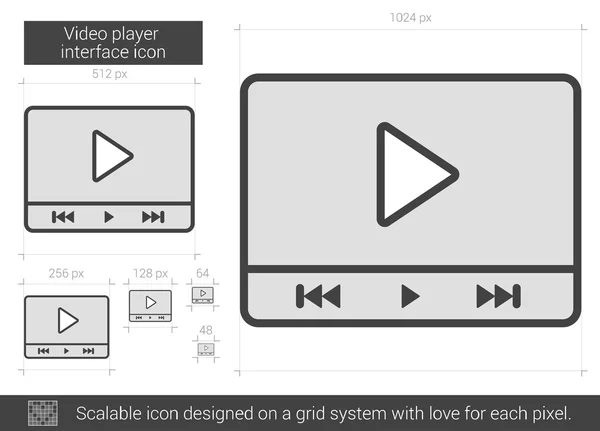 Ikona čáry rozhraní přehrávače videa. — Stockový vektor