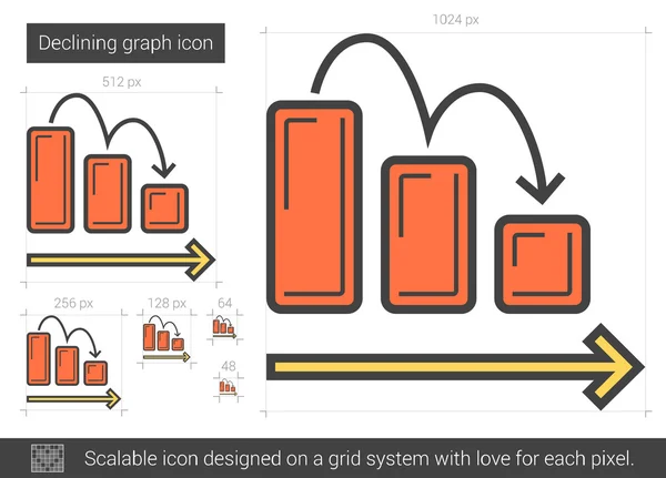 Icono de línea gráfica declinante . — Archivo Imágenes Vectoriales