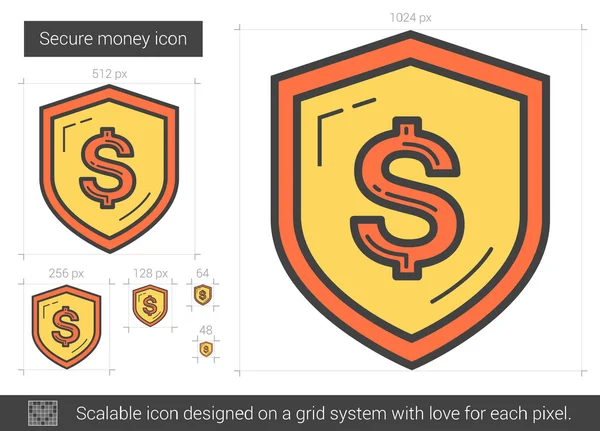 Veilig geld lijn pictogram. — Stockvector