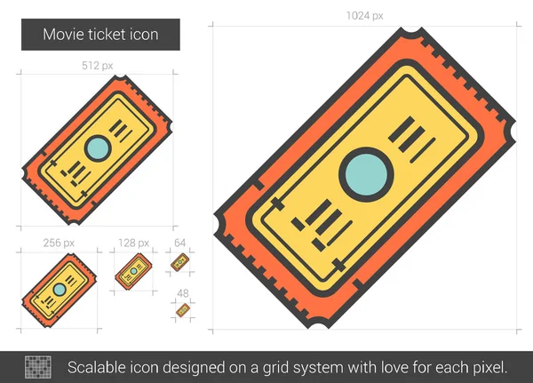 Icône de ligne de billet de film . — Image vectorielle