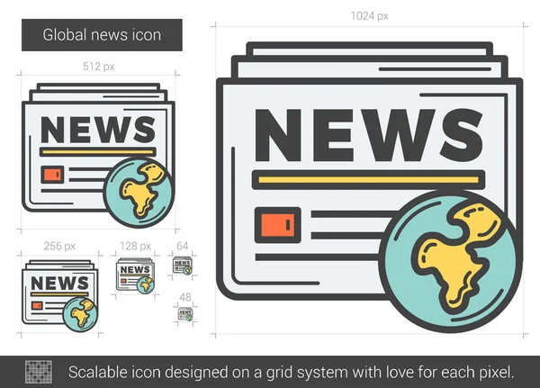 Icona della linea di notizie globale . — Vettoriale Stock