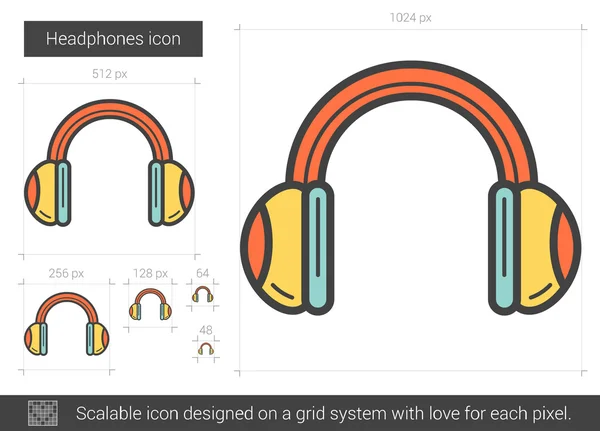Headphones line icon. — Stock Vector