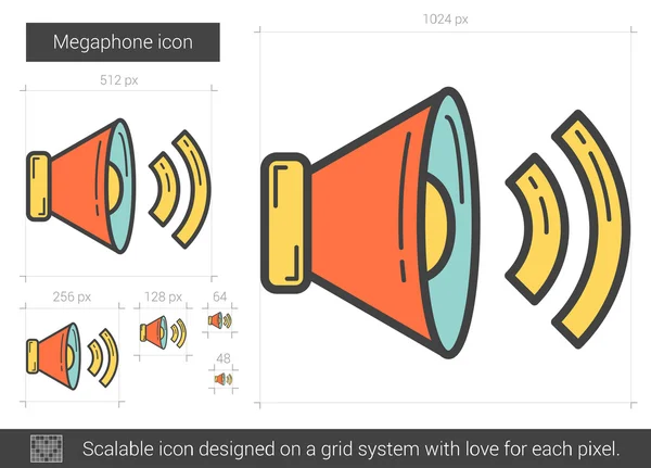 Ícone de linha megafone . — Vetor de Stock