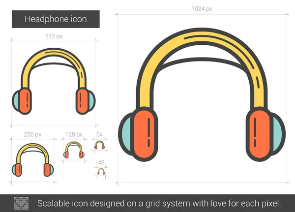 Ícone de linha de fone de ouvido. —  Vetores de Stock