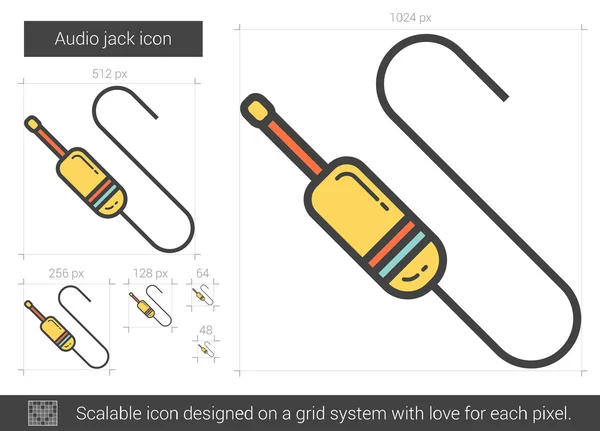 Ícone de linha jack de áudio . — Vetor de Stock