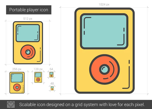 Pictogram van de lijn van de draagbare speler. — Stockvector