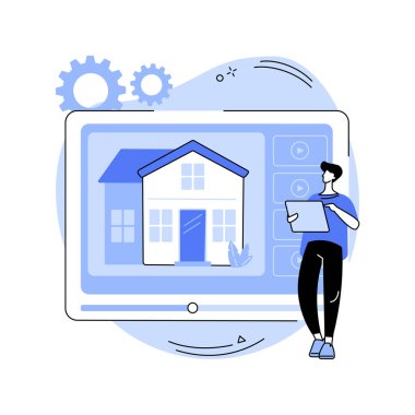 Gayrimenkul video turu soyut konsept vektör çizimi.