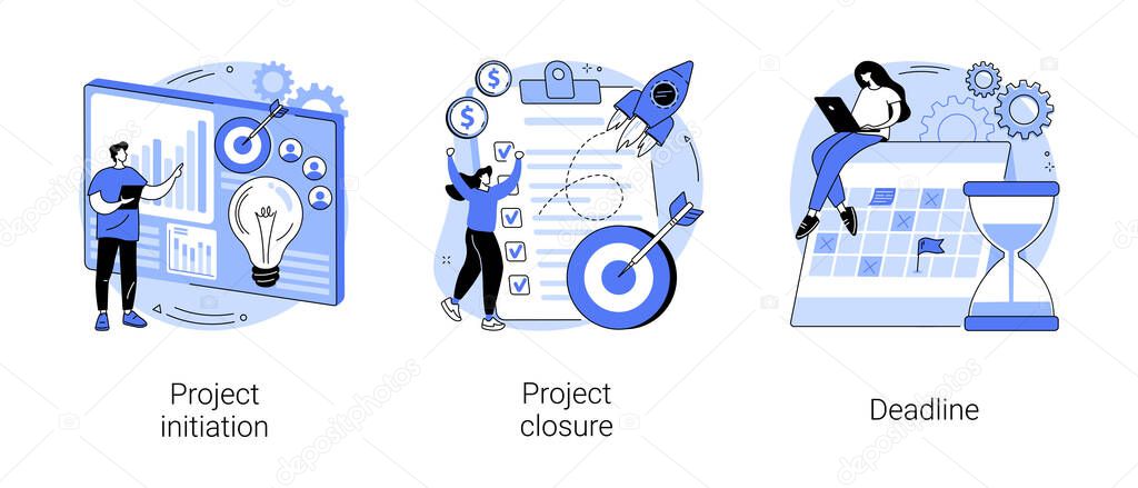 Project lifecycle abstract concept vector illustrations.