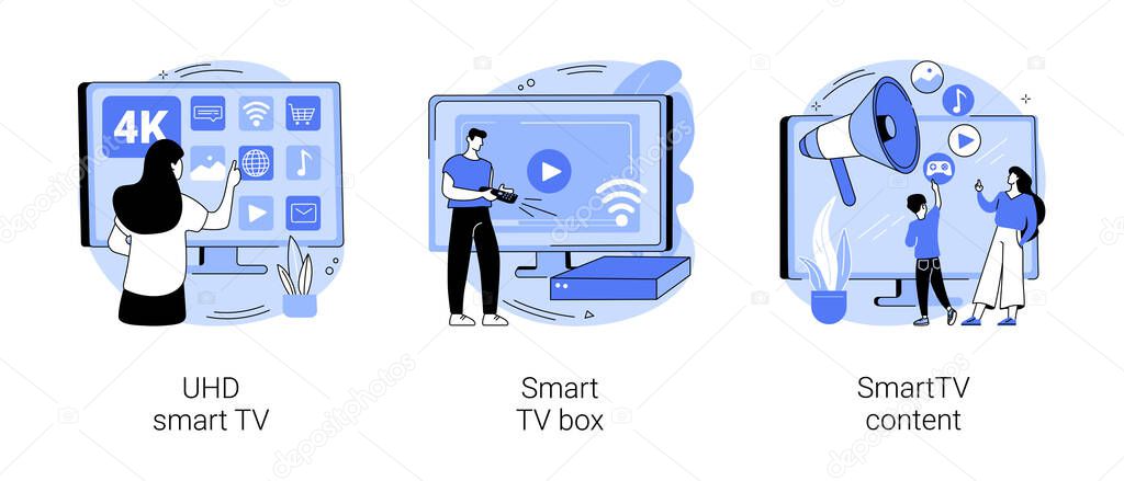 Watch TV abstract concept vector illustrations.