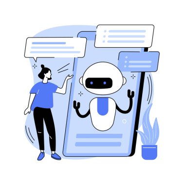 Chatbot sanal yardımcı soyut konsept vektör çizimi.