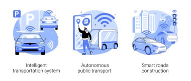 Akıllı şehir teknolojisi soyut konsept vektör çizimleri.