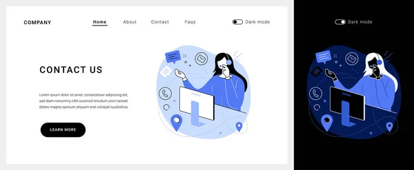 Contacte-nos vetor conceito landing page. —  Vetores de Stock