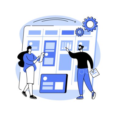 Kanban tahtası soyut konsept vektör çizimi.