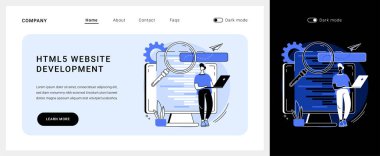 HTML5 web sitesi geliştirme vektör konsepti iniş sayfası.