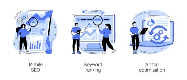 Arama motoru pazarlama soyut konsept vektör çizimleri.