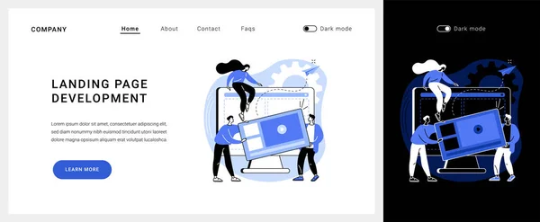 Landing page desarrollo vector concepto landing page. — Vector de stock