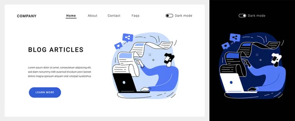 Blog artículos vector concepto landing page. — Archivo Imágenes Vectoriales