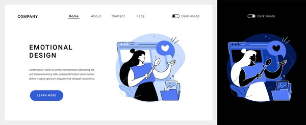 Diseño emocional vector concepto landing page. — Archivo Imágenes Vectoriales