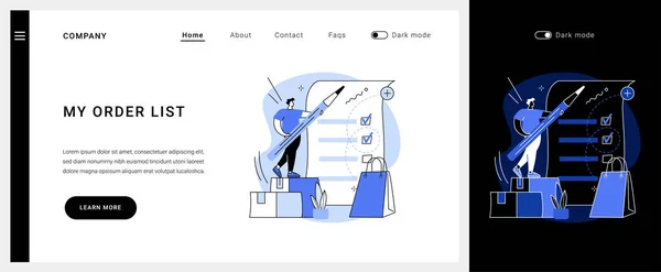 Min orderlista vektor koncept landningssida. — Stock vektor