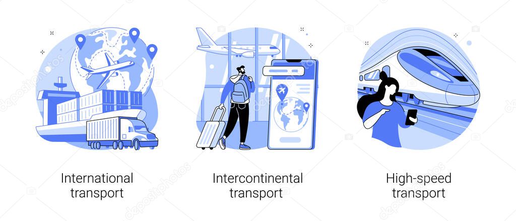 Modern transportation abstract concept vector illustrations.