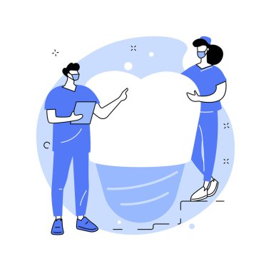 Diş protezleri soyut konsept vektör illüstrasyonunu yerleştirir.