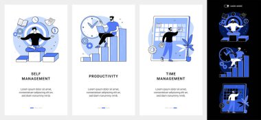 Employee performance and self-organization mobile app UI kit. clipart