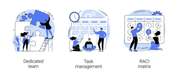 Ontwikkelaars team management abstract concept vector illustraties. — Stockvector