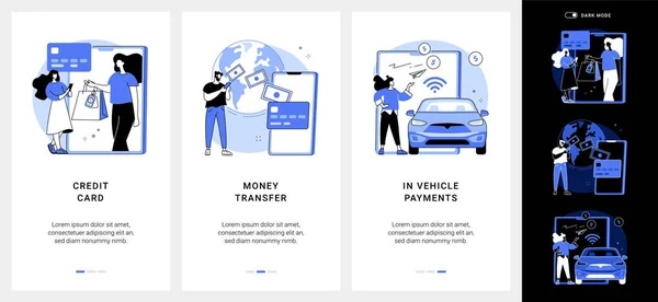 Набор пользовательских интерфейсов для мобильных платежей. — стоковый вектор