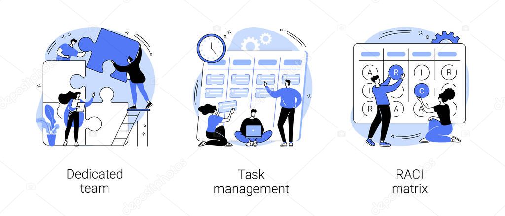 Developers team management abstract concept vector illustrations.