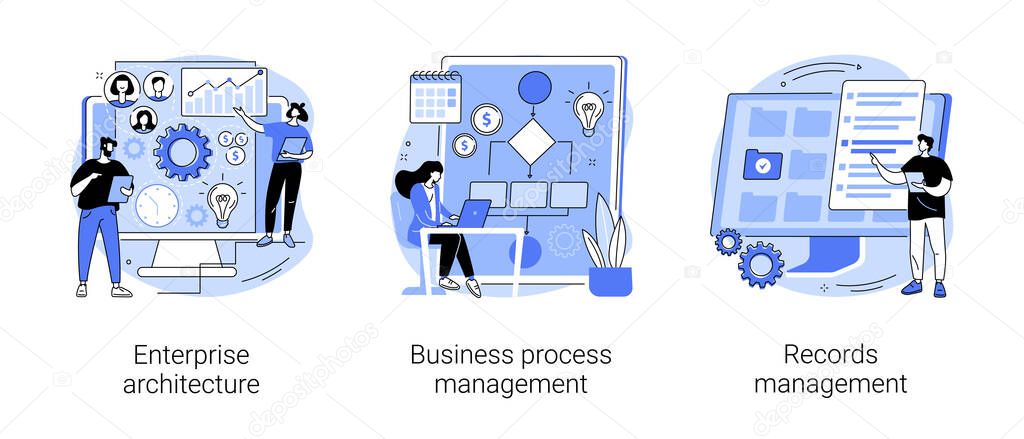 Corporate software abstract concept vector illustrations.