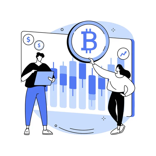 Cryptocurrency Trade Desk Abstract Concept Vector Illustration Bitcoin Futures Platform — стоковий вектор