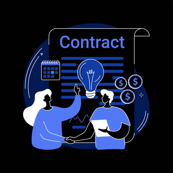 Licenciamento Contrato Abstrato Conceito Vetor Ilustração Contrato Licença Artista Contrato — Vetor de Stock