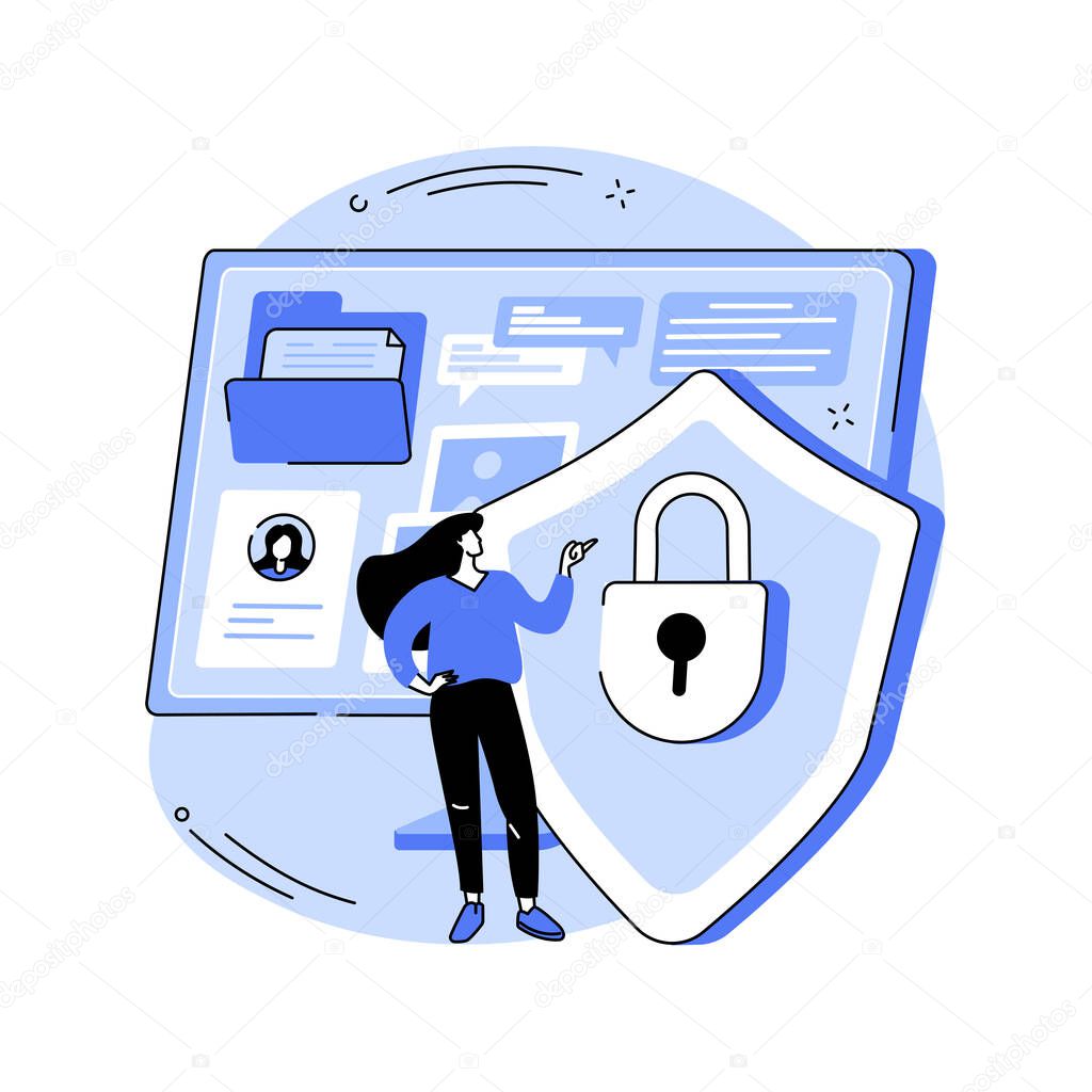 Information privacy abstract concept vector illustration. Data privacy, personal identification, information confidentiality, digital security, access, software development abstract metaphor.