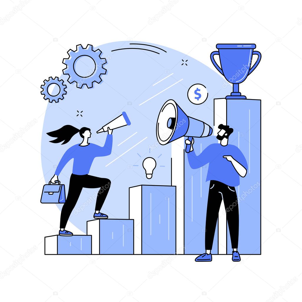 Business coaching abstract concept vector illustration. Coaching service, business consultancy, mentoring, management training, goal achievement, success and career ladder abstract metaphor.