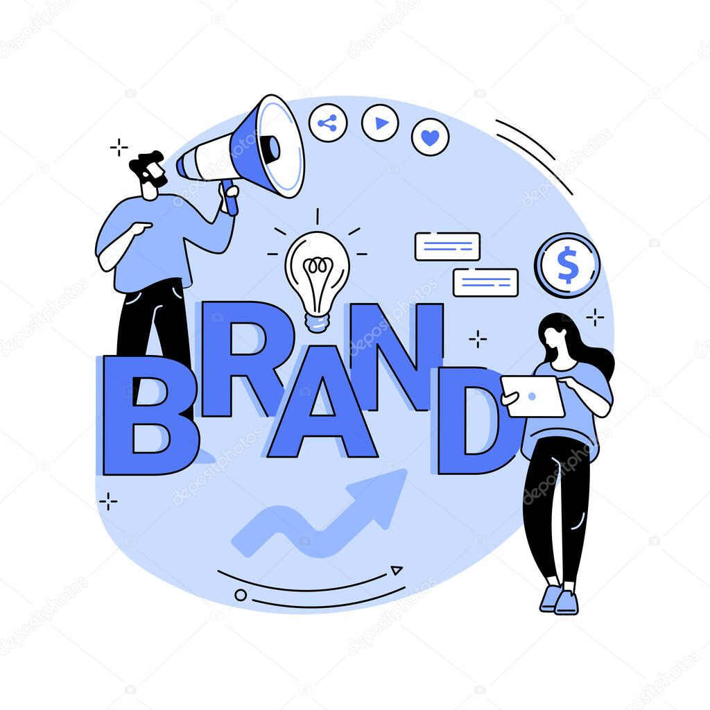 Brand building abstract concept vector illustration. Building brand awareness, marketing strategy, branding management, corporate ID, communication strategy, commercial story abstract metaphor.