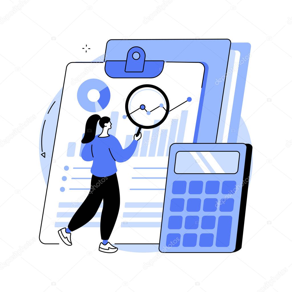 Audit service abstract concept vector illustration. Accounting firm, financial management service, internal audit, consulting company, business examination, administration abstract metaphor.