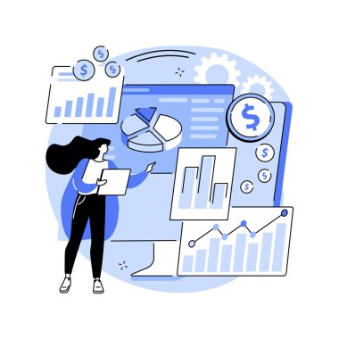 Finansal veri yönetimi soyut konsept vektör çizimi.