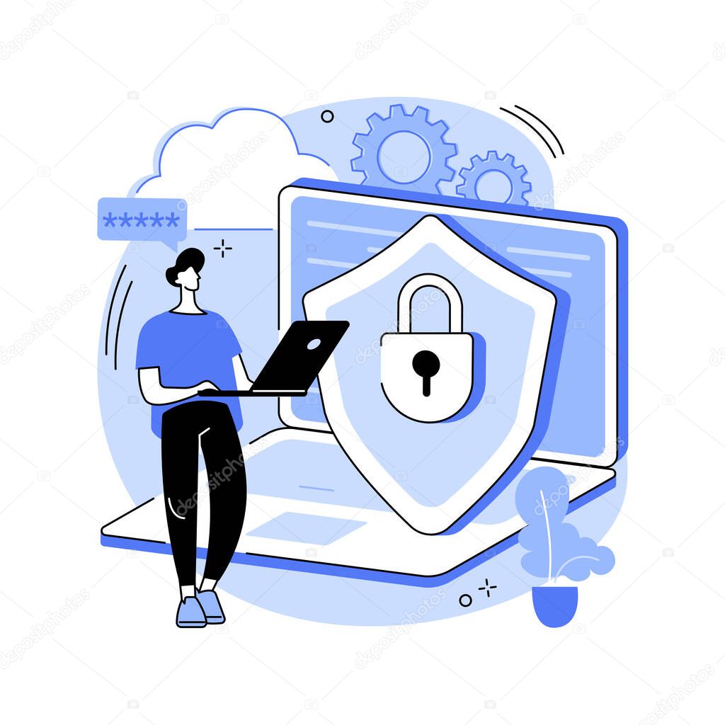 Cyber security software abstract concept vector illustration.