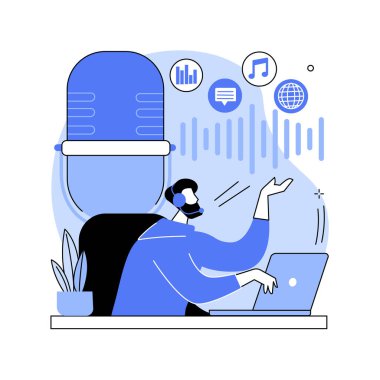 Podcast içeriği soyut konsept vektör çizimi.