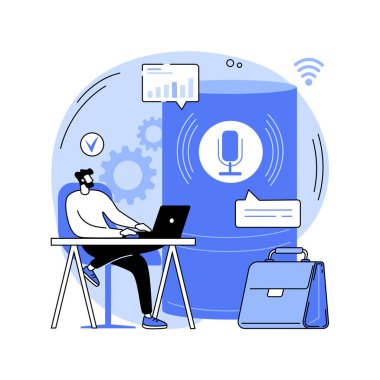 Akıllı konuşmacı ofisi denetleyicisi soyut konsept vektör çizimi.