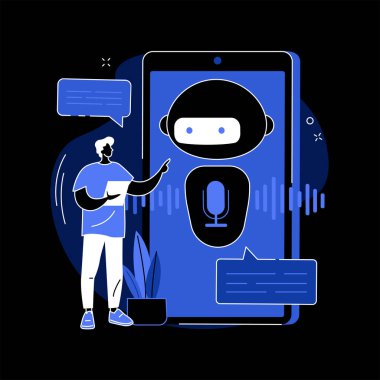 Chatbot ses kontrollü sanal yardımcı soyut konsept vektör çizimi.